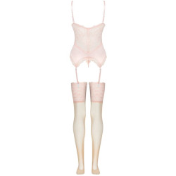 Livco Corsetti Fashion - Ensemble Persinne Pêche Corset + Culotte + Bas